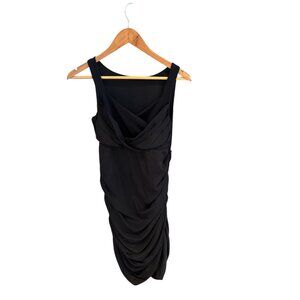 Whimsigoth Black Sleeveless Draped Cocktail Dress With Ruched Detailing - Elegan